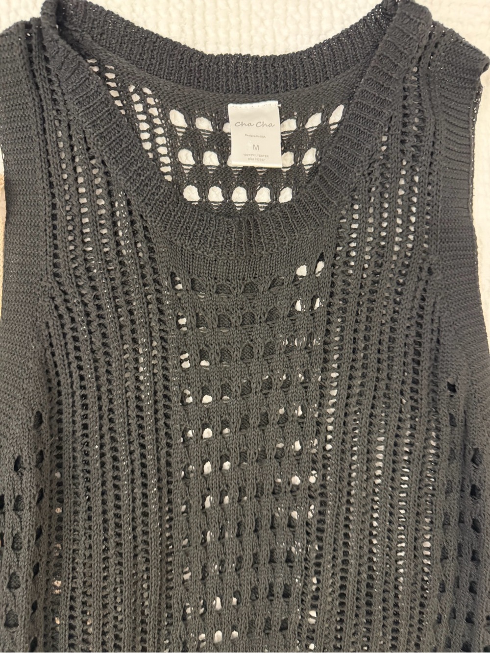 Crochet Open-Knit swim cover up — Beige & Black - Picture 3 of 4